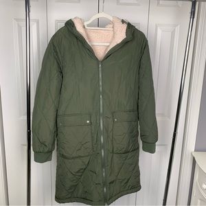 Reversible Green/Fleece jacket.